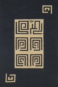 BLACK AND IVORY MODERN HAND WOVEN DHURRIE by Imperial Knots - Image 1