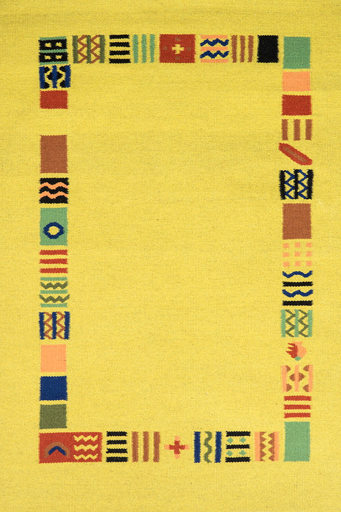 YELLOW TURKISH HAND WOVEN KILIM DHURRIE