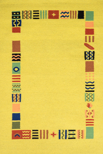 YELLOW TURKISH HAND WOVEN KILIM DHURRIE