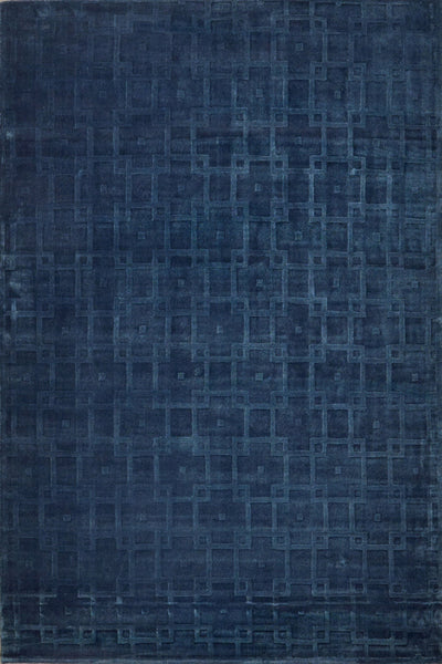 BLUE GEOMETRIC HAND KNOTTED CARPET