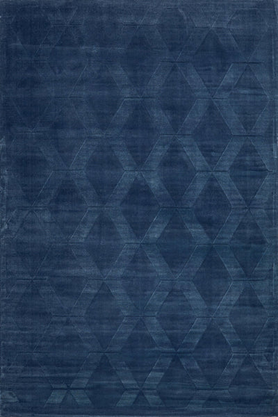 BLUE GEOMETRIC HAND KNOTTED CARPET