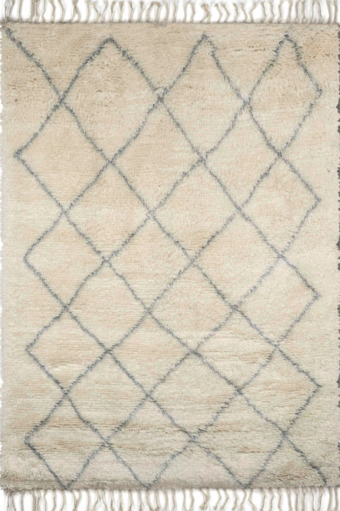 IVORY MOROCCAN BERBER  HAND KNOTTED CARPET