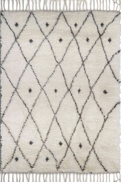 IVORY MOROCCAN BERBER  HAND KNOTTED CARPET