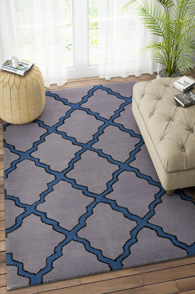 GREY BLUE MOROCCAN HAND TUFTED CARPET