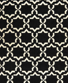 BLACK AND IVORY GEOMETRIC HAND WOVEN DHURRIE by Imperial Knots - Image 2