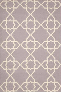 Grey trellis hand woven dhurrie wool hand-woven rug for bedroom