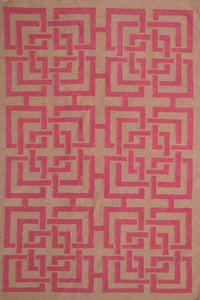 PINK GREEK KEY HAND WOVEN DHURRIE by Imperial Knots - Image 1