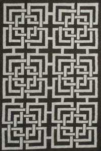 Black and white greek key hand woven dhurrie wool hand-woven rug for