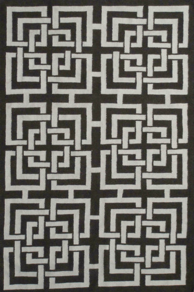 BLACK AND WHITE GREEK KEY HAND WOVEN DHURRIE