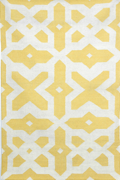 YELLOW TRELLIS HAND WOVEN DHURRIE