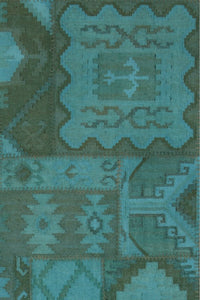 BLUE PATCHWORK HAND WOVEN KILIM DHURRIE by Imperial Knots - Image 2