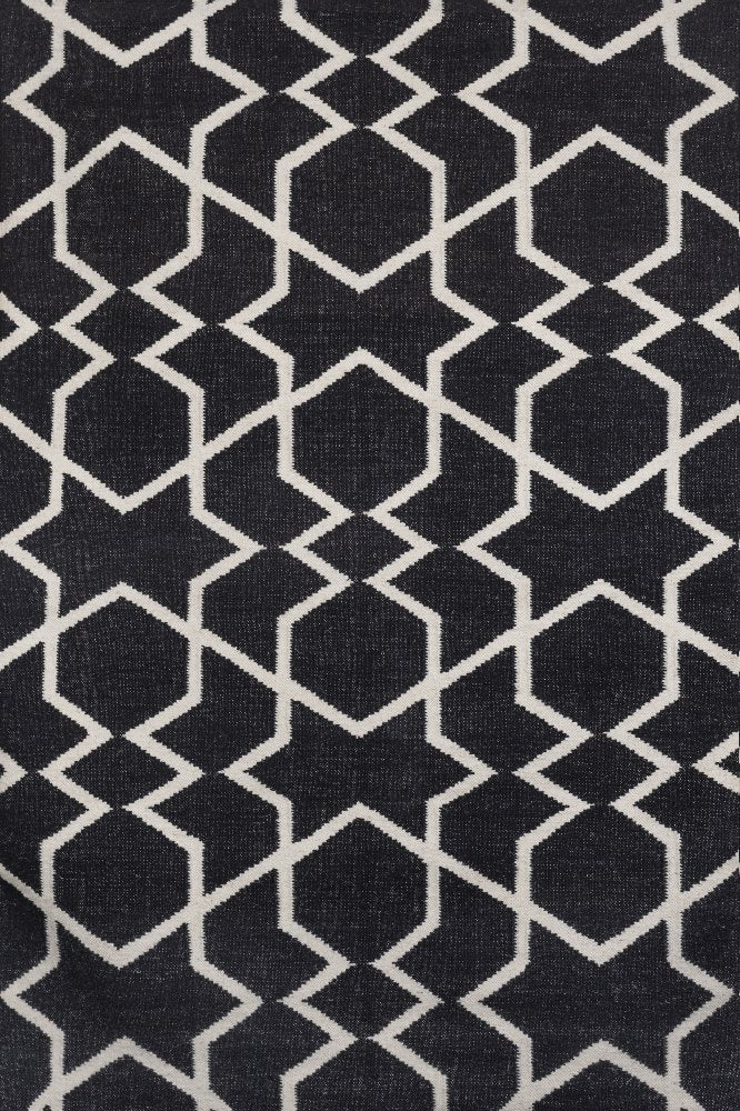 BLACK STAR HAND WOVEN DHURRIE