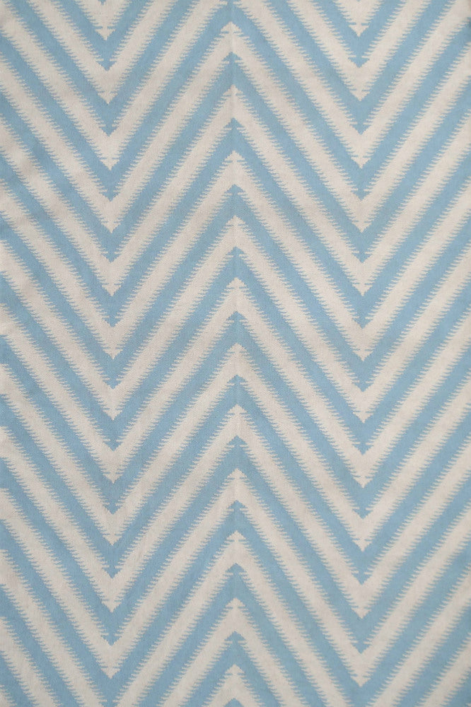 BLUE AND WHITE CHEVRON HAND WOVEN DHURRIE