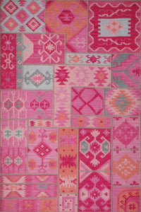 PINK PATCHWORK HAND WOVEN KILIM DHURRIE by Imperial Knots - Image 1