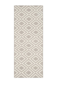 GREY AND IVORY GEOMETRIC HAND WOVEN DHURRIE by Imperial Knots - Image 1