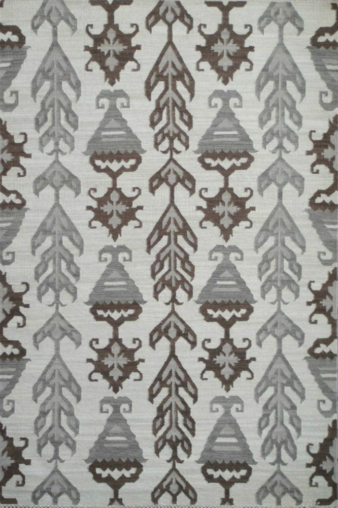 GREY IKAT HAND WOVEN KILIM DHURRIE