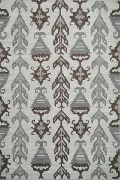 GREY IKAT HAND WOVEN KILIM DHURRIE