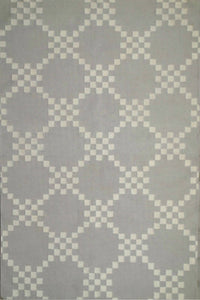 Grey links hand woven dhurrie wool hand-woven rug for bedroom