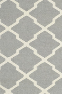 GREY AND WHITE MOROCCAN HAND WOVEN DHURRIE by Imperial Knots - Image 2