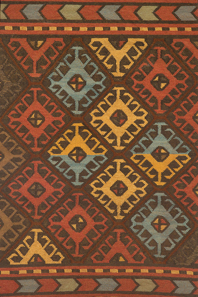 MULTICOLOR AZTEC HAND WOVEN KILIM DHURRIE