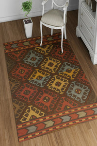 MULTICOLOR AZTEC HAND WOVEN KILIM DHURRIE by Imperial Knots - Image 2