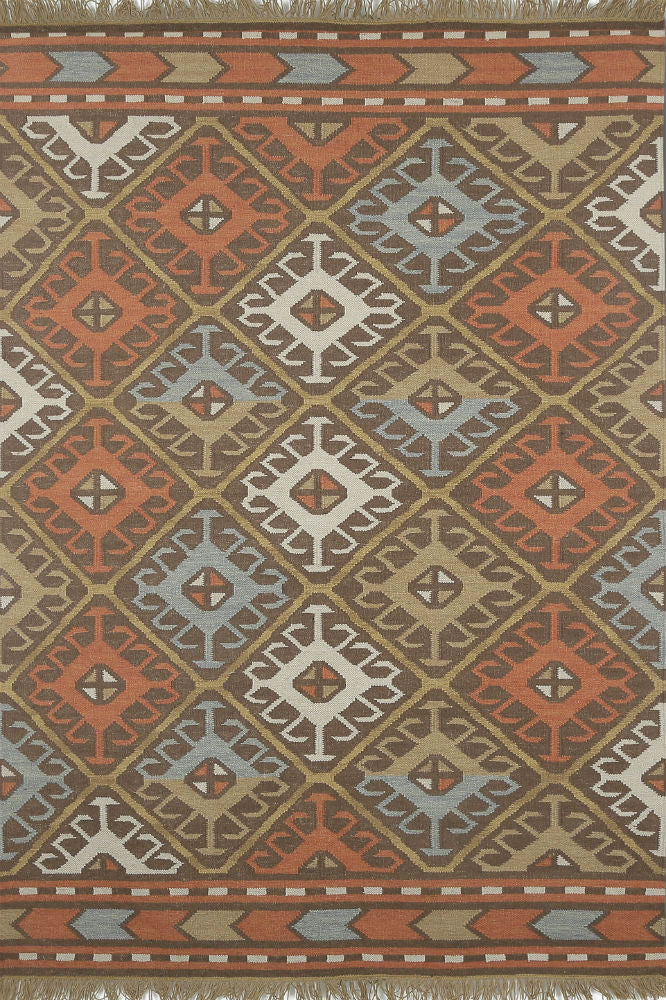 MULTICOLOR AZTEC HAND WOVEN KILIM DHURRIE