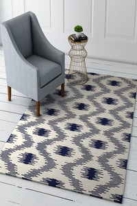 BLUE IKAT HAND WOVEN DHURRIE by Imperial Knots - Image 2