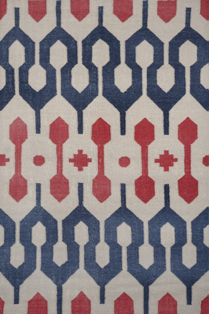 BLUE CORAL ANKARA HAND WOVEN DHURRIE