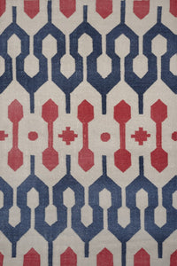 BLUE CORAL ANKARA HAND WOVEN DHURRIE by Imperial Knots - Image 1