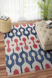 BLUE CORAL ANKARA HAND WOVEN DHURRIE by Imperial Knots - Image 2