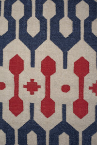 BLUE CORAL ANKARA HAND WOVEN DHURRIE by Imperial Knots - Image 3