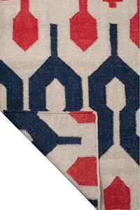 BLUE CORAL ANKARA HAND WOVEN DHURRIE by Imperial Knots - Image 4