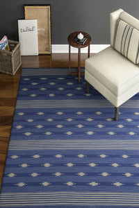 BLUE VINTAGE HAND WOVEN KILIM DHURRIE by Imperial Knots - Image 2