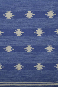 BLUE VINTAGE HAND WOVEN KILIM DHURRIE by Imperial Knots - Image 3