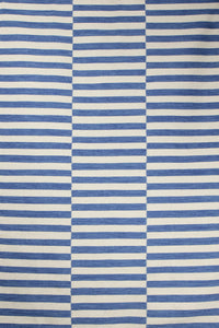 Blue and ivory stripes hand woven dhurrie wool hand-woven rug for living
