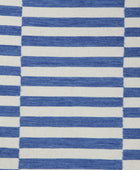 BLUE AND IVORY STRIPES HAND WOVEN DHURRIE