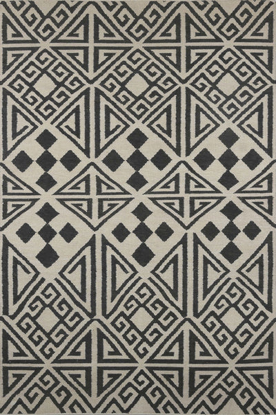 BLACK AND WHITE TRIBAL HAND WOVEN DHURRIE