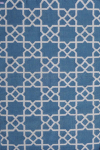 BLUE TRELLIS HAND WOVEN DHURRIE by Imperial Knots - Image 1