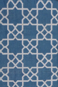 BLUE TRELLIS HAND WOVEN DHURRIE by Imperial Knots - Image 2