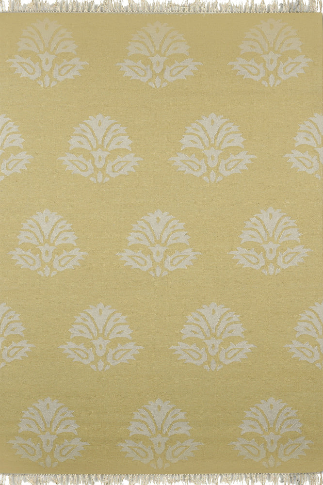 YELLOW PAISLEY HAND WOVEN DHURRIE