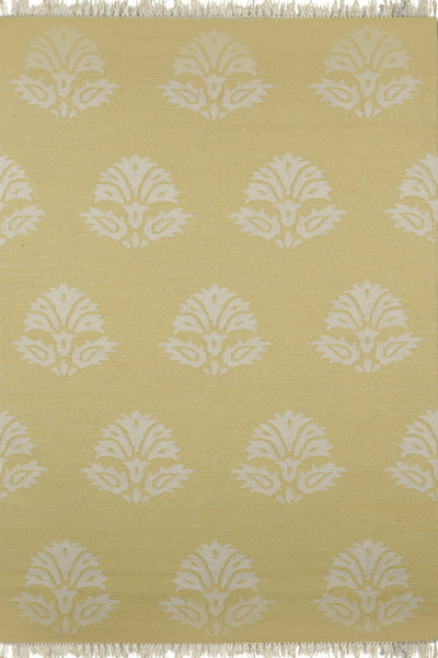 YELLOW PAISLEY HAND WOVEN DHURRIE