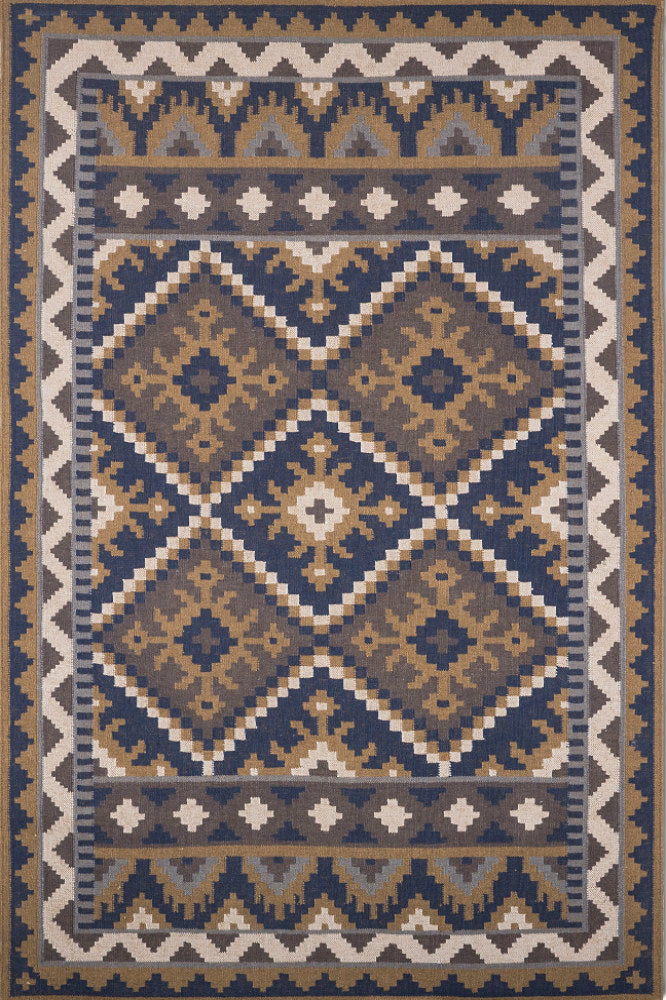 BROWN AZTEC HAND WOVEN KILIM DHURRIE