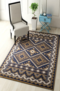 BROWN AZTEC HAND WOVEN KILIM DHURRIE by Imperial Knots - Image 2