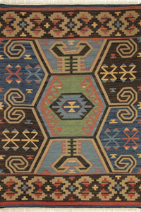 MULTICOLOR BLUE KILIM HAND WOVEN DHURRIE by Imperial Knots - Image 1