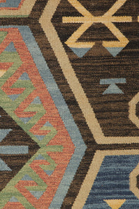 MULTICOLOR BLUE KILIM HAND WOVEN DHURRIE by Imperial Knots - Image 3