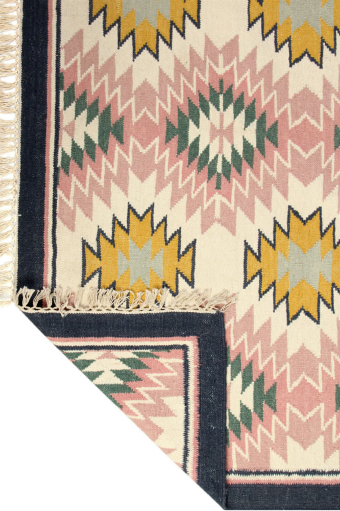 PINK MULTICOLOR KILIM HAND WOVEN DHURRIE by Imperial Knots - Image 4