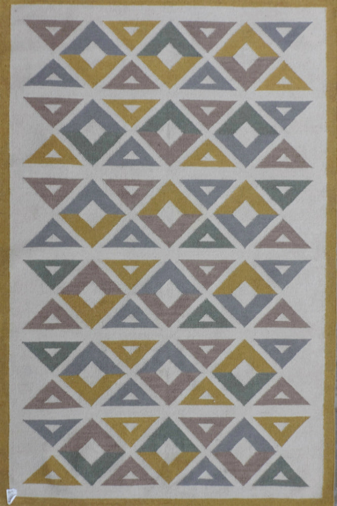 MULTICOLOR DIAMOND HAND WOVEN DHURRIE by Imperial Knots - Image 1