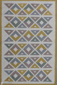 MULTICOLOR DIAMOND HAND WOVEN DHURRIE by Imperial Knots - Image 1