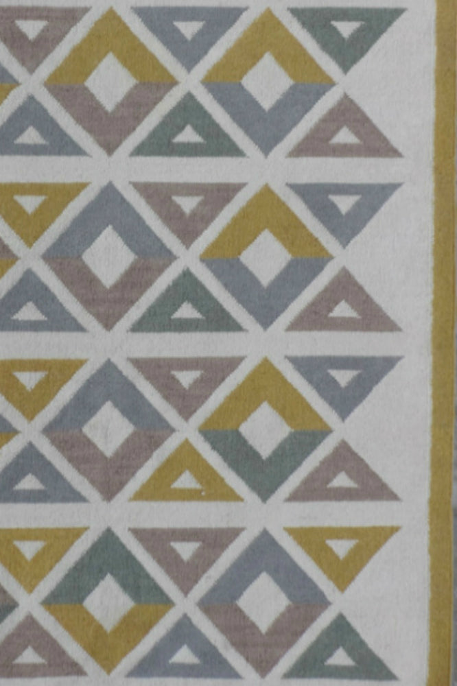 MULTICOLOR DIAMOND HAND WOVEN DHURRIE by Imperial Knots - Image 2