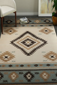MULTICOLOR BEIGE AZTEC KILIM HAND WOVEN DHURRIE by Imperial Knots - Image 2